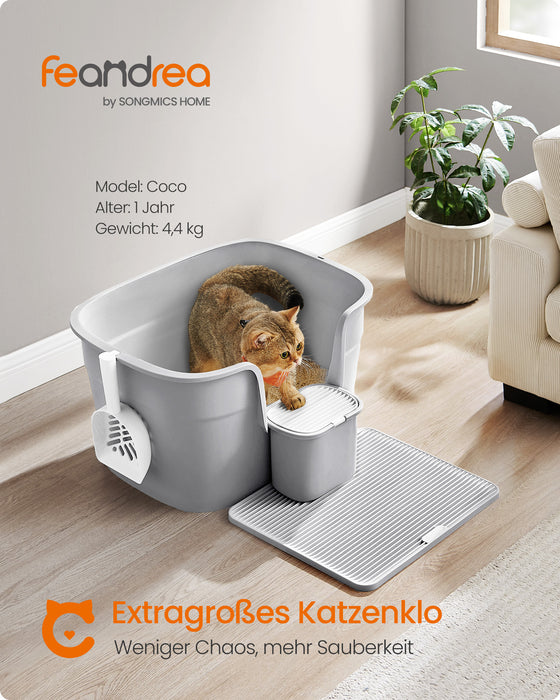 Feandrea | Katzenklo mit hohen Seitenwänden taubengrau