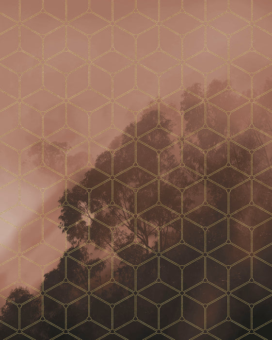 Digitaldruck Vlies Fototapete | Golden Grid | 200 x 250 cm