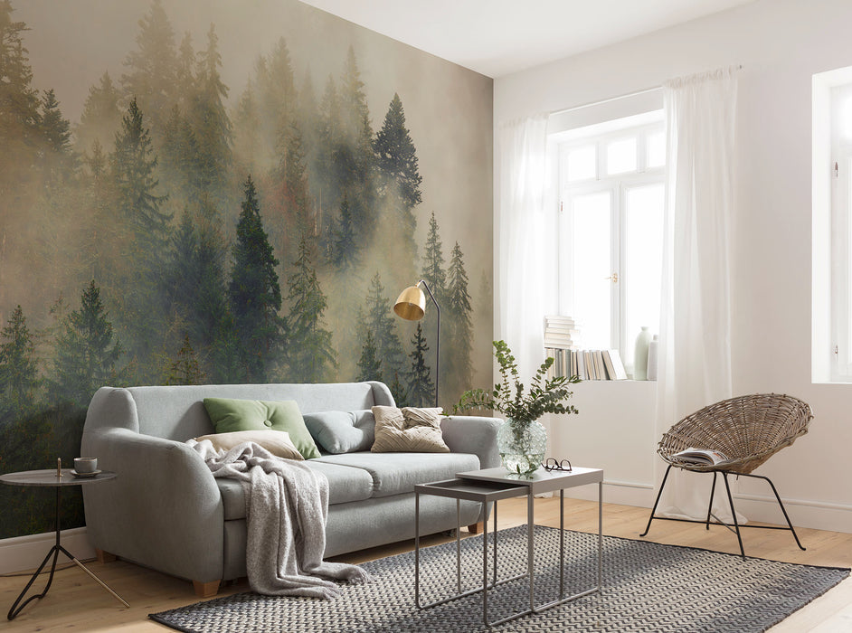 Komar NEU | Digitaldruck Vlies Fototapete - Mystical Firs - Größe 400 x 250 cm