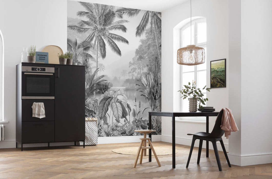 Digitaldruck Vlies Fototapete | Lac Tropical Black & White | 200 x 270 cm