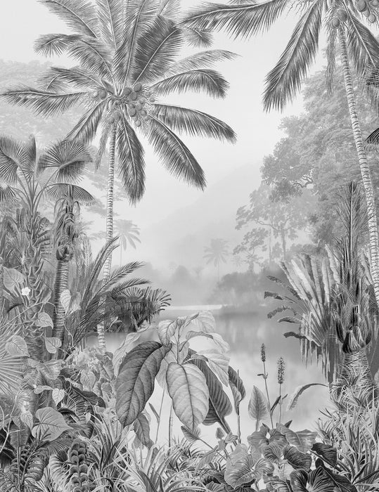 Digitaldruck Vlies Fototapete | Lac Tropical Black & White | 200 x 270 cm