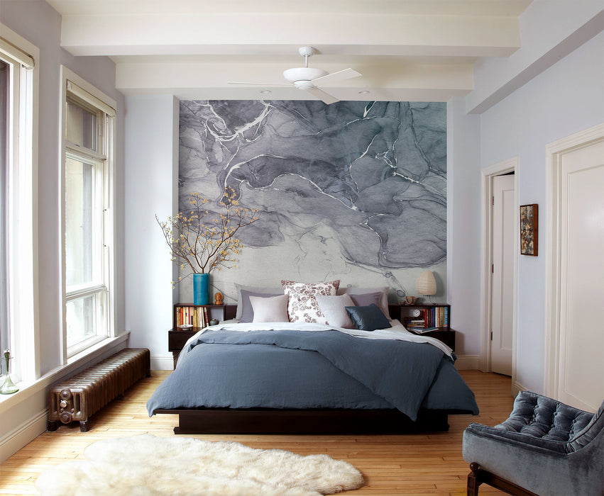 Digitaldruck Vlies Fototapete | Ink Blue Fluid | 300 x 280 cm