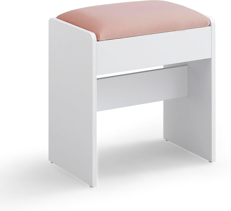 VASAGLE | Hocker Schminktisch aus Samt mattweiß-pastellrosa