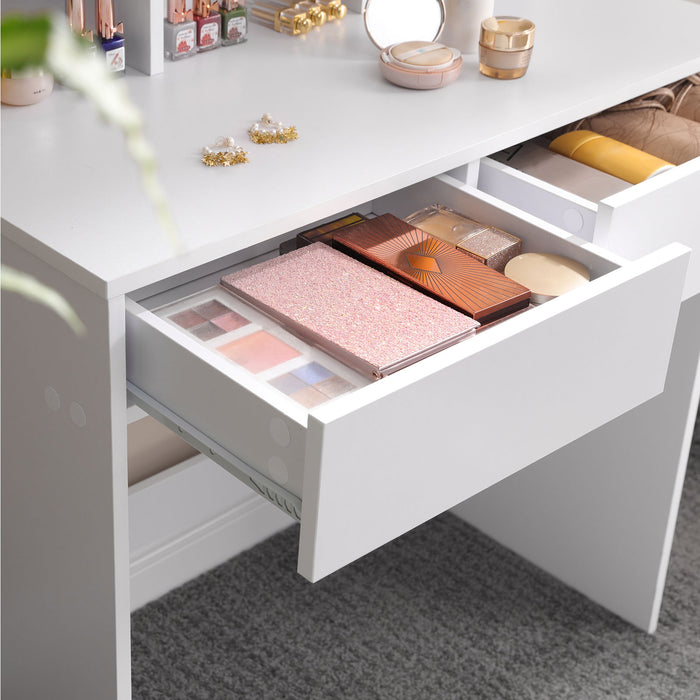 AUSLAUF VASAGLE | Dressing Table with Tri-Fold Mirror, Makeup Table with 2 Drawers und 3 Open Compartments, Vanity Table, Modern Style, weiß RDT115W01