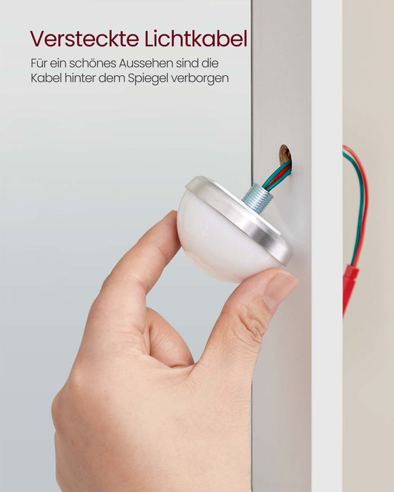 AUSLAUF VASAGLE | Dressing Table, LED Light with Adjustable Brightness, Makeup Table with Mirror, 2 Drawers und 3 Compartments, Makeup Station, Modern, weiß RDT164W01