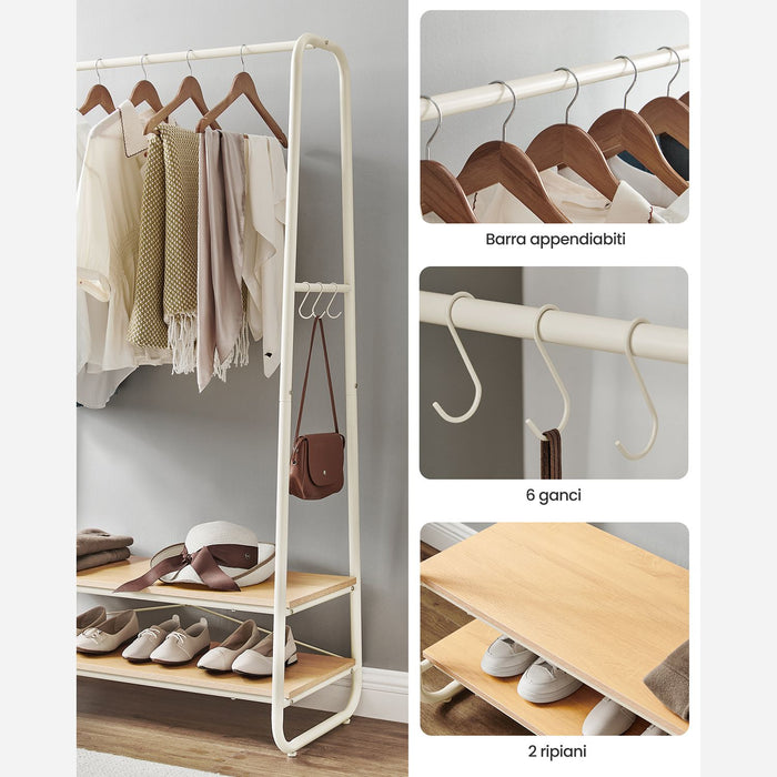AUSLAUF VASAGLE | Industrial Pipe Clothes Rack, Oak und creme RGR112W09