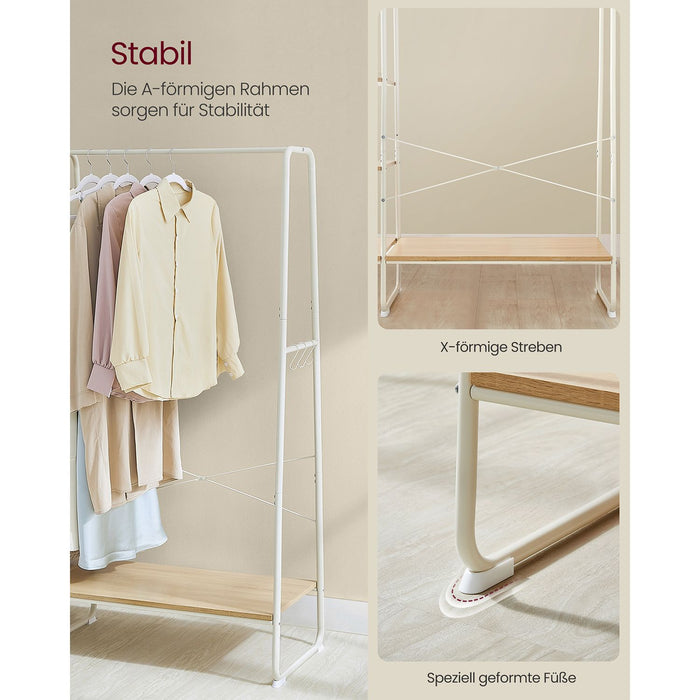 NEU | VASAGLE | Kleiderständer mit Ablagen und Haken eichenfarben-weiß