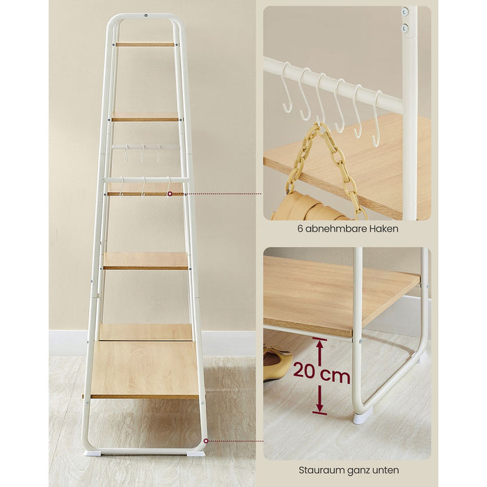 NEU | VASAGLE | Kleiderständer mit Ablagen und Haken eichenfarben-weiß