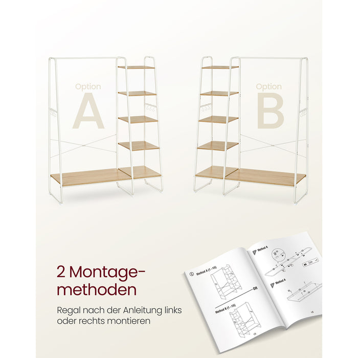 NEU | VASAGLE | Kleiderständer mit Ablagen und Haken eichenfarben-weiß