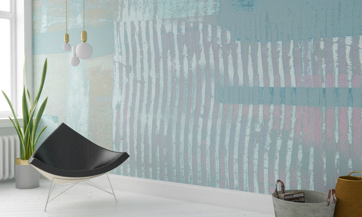 Komar NEU | Digitaldruck Vlies Fototapete - Lines Mellow grey-bleu - Größe 500 x 280 cm