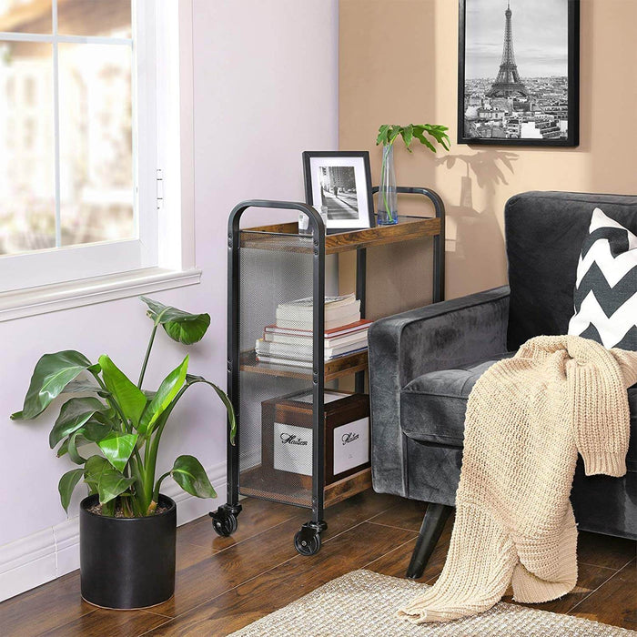 VASAGLE | Servierwagen 3 Ablagen Vintagebraun