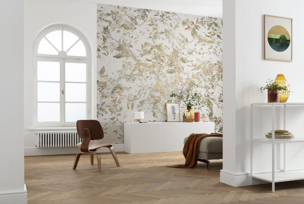 Digitaldruck Vlies Fototapete | Golden Feathers | 300 x 280 cm