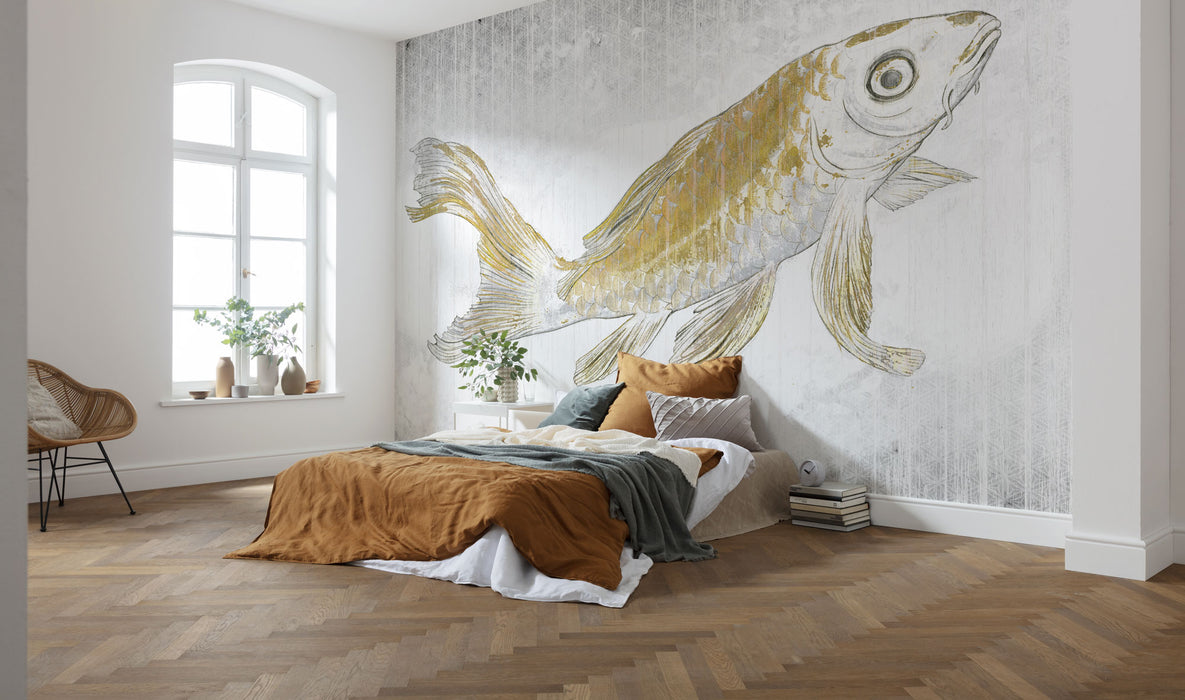 Digitaldruck Vlies Fototapete | Golden Koi | 400 x 280 cm