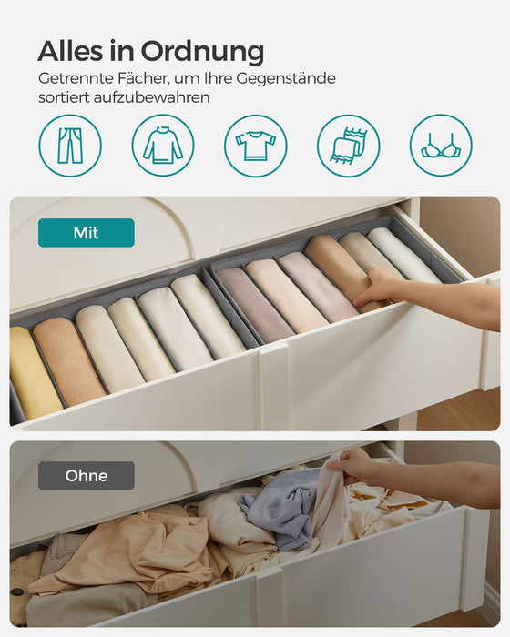 SONGMICS | Kleiderschrank-Organizer 6 Fächer 4er Set taubengrau