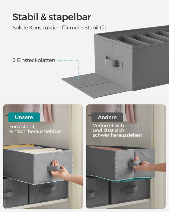 SONGMICS | Kleiderschrank-Organizer 6 Fächer 4er Set taubengrau