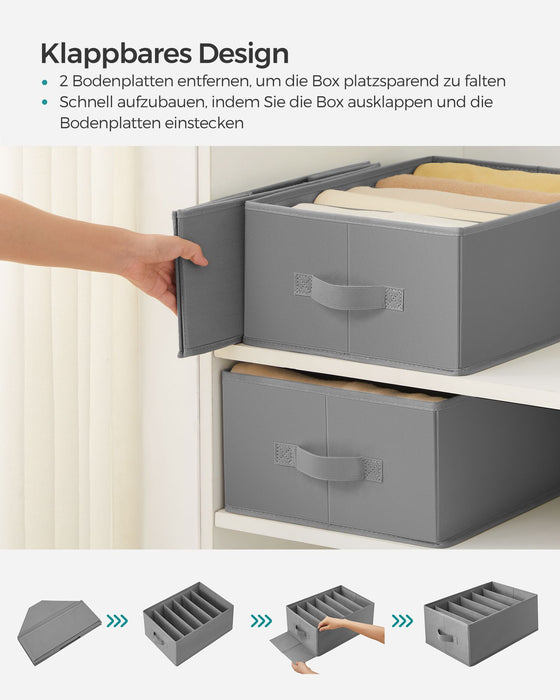 SONGMICS | Kleiderschrank-Organizer 6 Fächer 4er Set taubengrau