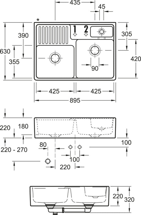Villeroy & Boch | Spülstein Doppelbecken, Spüle, pure black