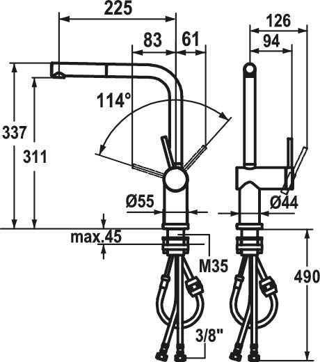 KWC | KWC Livello 5E Fensterarmatur, Spültischarmatur, Edelstahl, Hochdruck