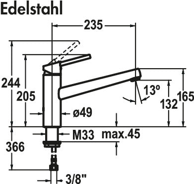 KWC | KWC Luna E1, Spültischarmatur, Edelstahl, Hochdruck