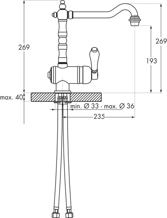 Naber | Passato 2 | Einhebelmischer | altsilber | Hochdruck