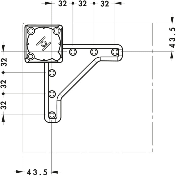 Naber | Trampolo 2 eckig | Stützfuß | edelstahlfarbig | H 1015 - 1195 mm