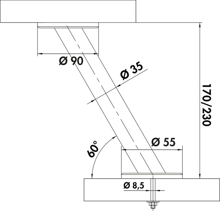 Naber | Typ 42 | Konsole | Edelstahl | H 230 mm | Rohr-Ø 35 mm