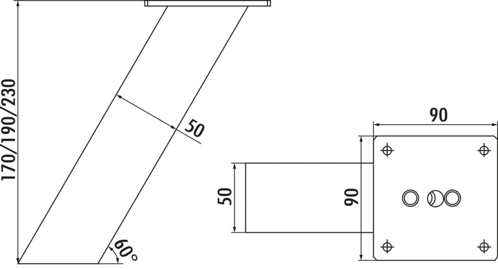 Naber | Kreta 1 schräg | Konsole | edelstahlfarbig | H 230 mm