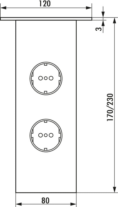 Naber Rhodos 2, Konsole, schwarz matt, H 170 mm, 1 Steckdose