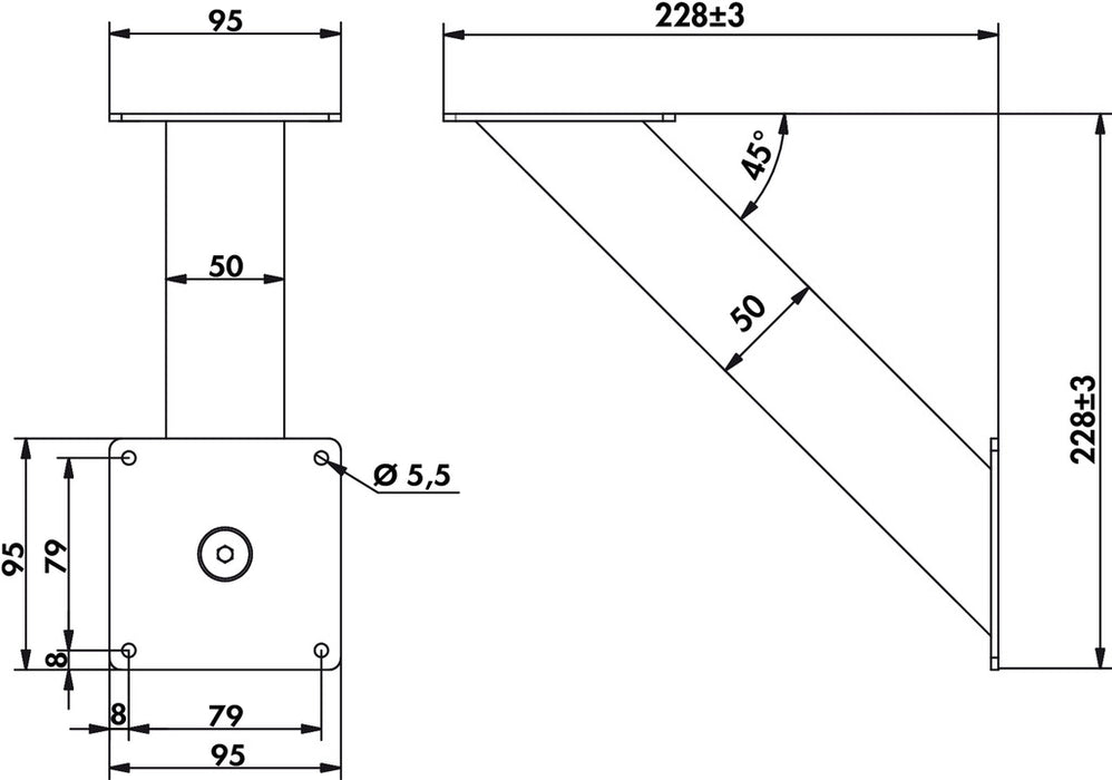 Naber | Typ 51 | Konsole | edelstahlfarbig | H 228 mm