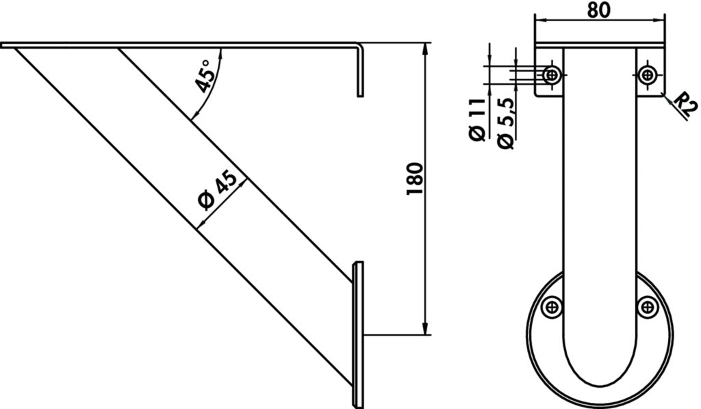 Naber | Capitello 4 | Konsole | Edelstahl | H 180 mm | Rohr-Ø 45 mm