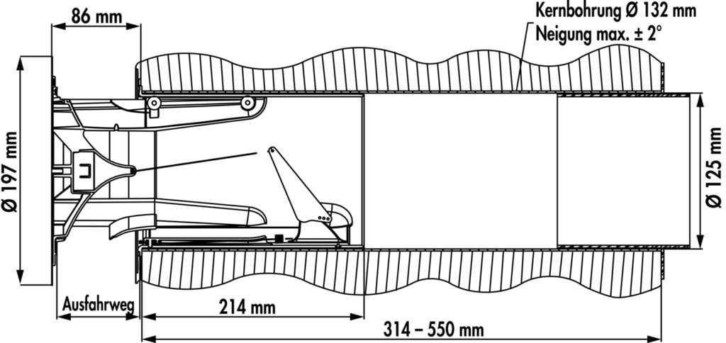 Naber | flow Star GTS 125 F Mauerkasten | weiß | Edelstahl