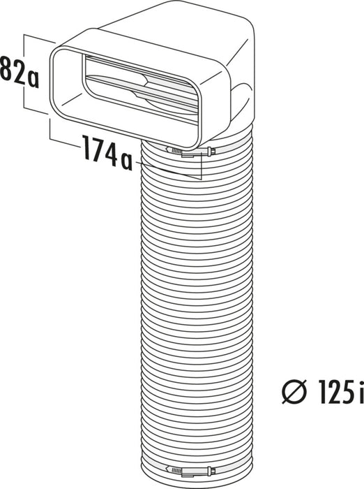 Naber | MF-URX 125 Umlenkstück 90° mit Flexschlauch | Verbindungselement | weiß | L 500 mm
