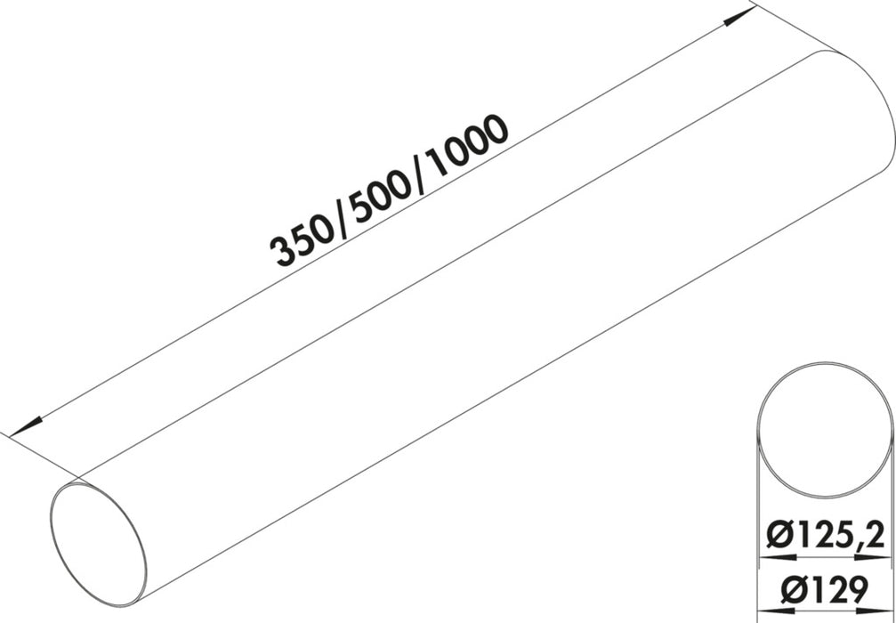 Naber | Rundrohr 125 | Lüftungsrohr | weiß | L 500 mm