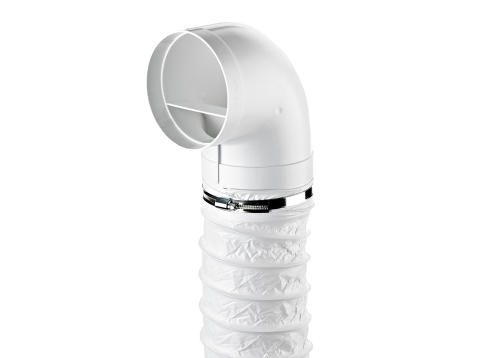 Naber | R-URX flow 125 Umlenkstück 90° mit Flexschlauch | Verbindungselement | weiß | L 1000 mm