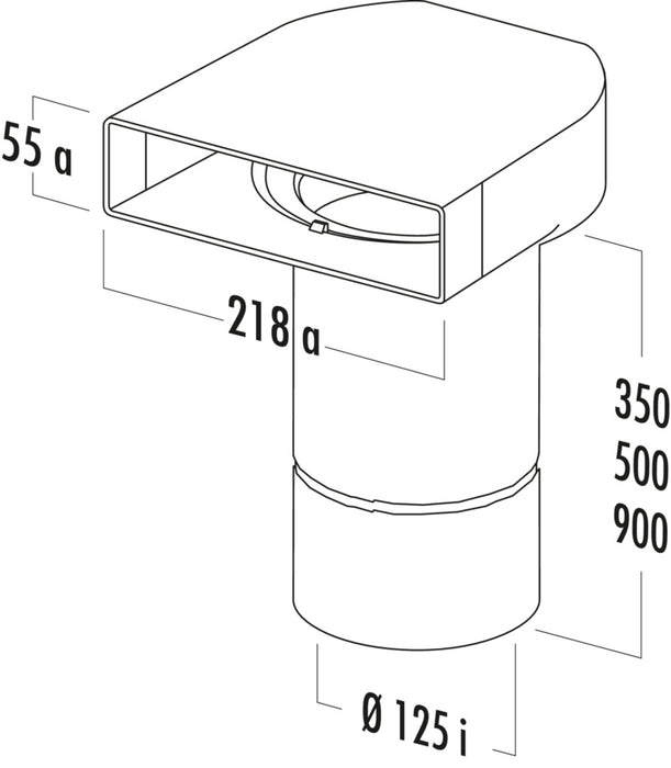 Naber | T-UR 125 Umlenkstück 90° mit Rundrohr | Verbindungselement | weiß | L 900 mm