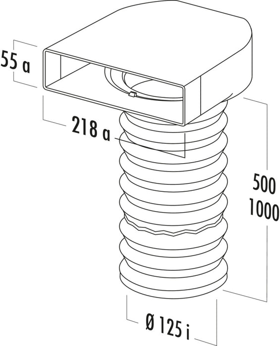Naber | T-URX 125 Umlenkstück 90° mit Flexschlauch | Verbindungselement | weiß | L 1000 mm