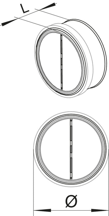 Naber | Rückstauklappe rund | Abluftzubehör | Ø 125 mm | L 49 mm