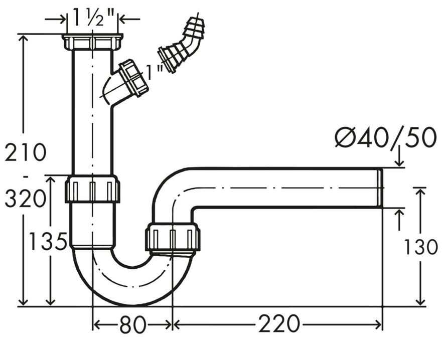 Naber | Röhrengeruchsverschluss 2 | Siphon | 1 ½" x Ø 50 mm