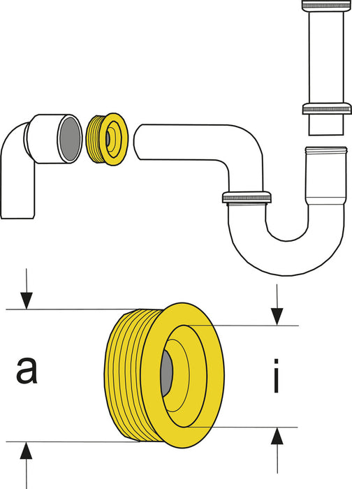 Naber | HT-Gumminippel | Abflussrohr | für 2" | DN 50 | a: 68 mm | i: 42 mm