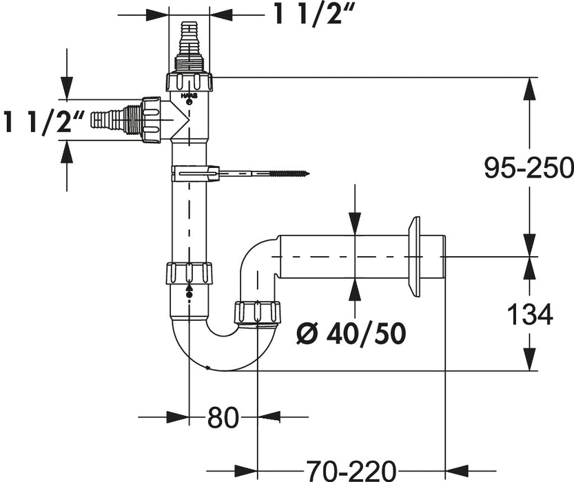 Naber | Röhrengeruchsverschluss 5 | Siphon | 1 ½" x Ø 40 mm
