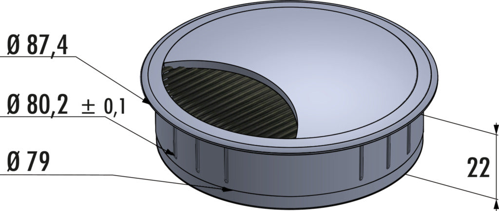 Naber | Kabeldurchführung Kunststoff | Ø 80 mm | silber lackiert