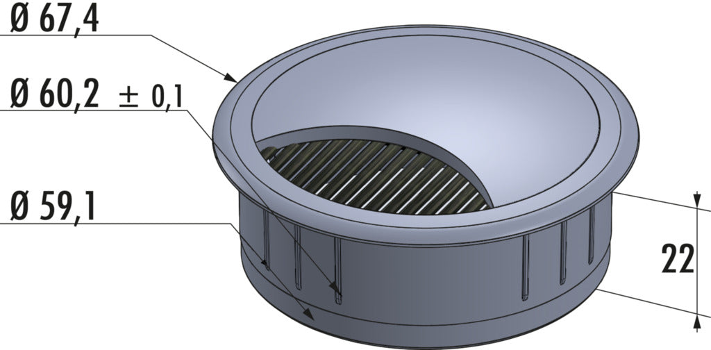 Naber | Kabeldurchführung Kunststoff | Kabeldurchführung | Ø 60 mm | schwarz matt