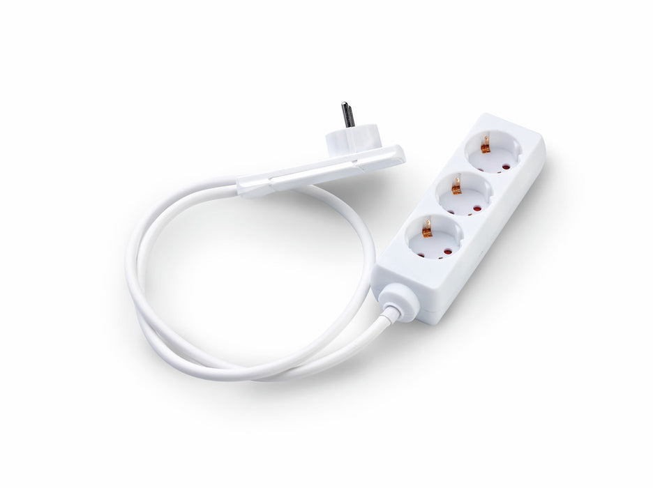 Naber | Dreifach-Tischsteckdose mit Flachstecker | Steckdose | weiß