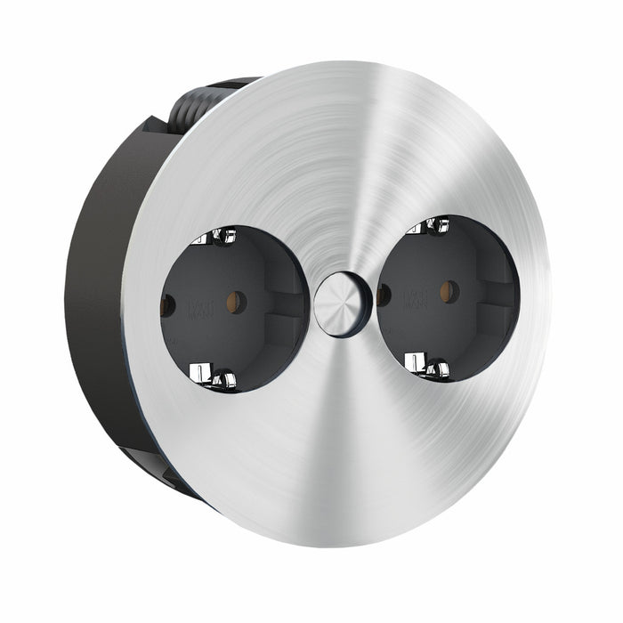 Naber | Twist Doppelsteckdose | Einbausteckdosenelemente | mit Schukosteckdosen | edelstahlfarbig