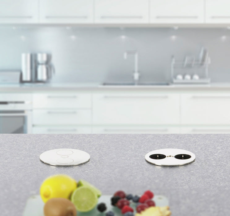 Naber | Twist Doppelsteckdose | Einbausteckdosenelemente | mit Schukosteckdosen | edelstahlfarbig