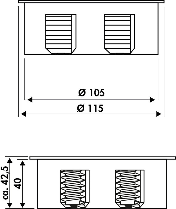 Naber | Twist Doppelsteckdose | Einbausteckdosenelemente | mit Schukosteckdosen | schwarz matt
