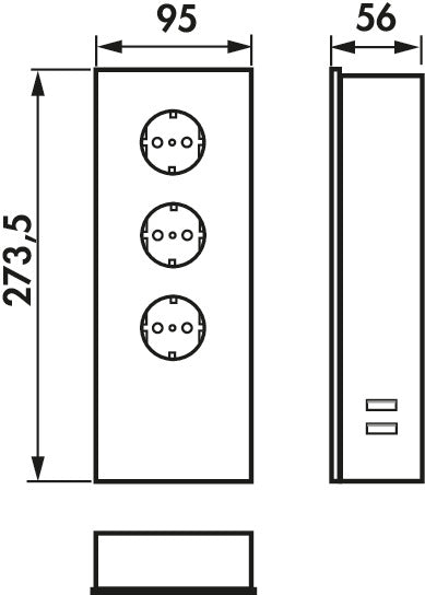 Naber | Mira Glas-USB | Aufbausteckdosenelement | Edelstahl/Glas schwarz