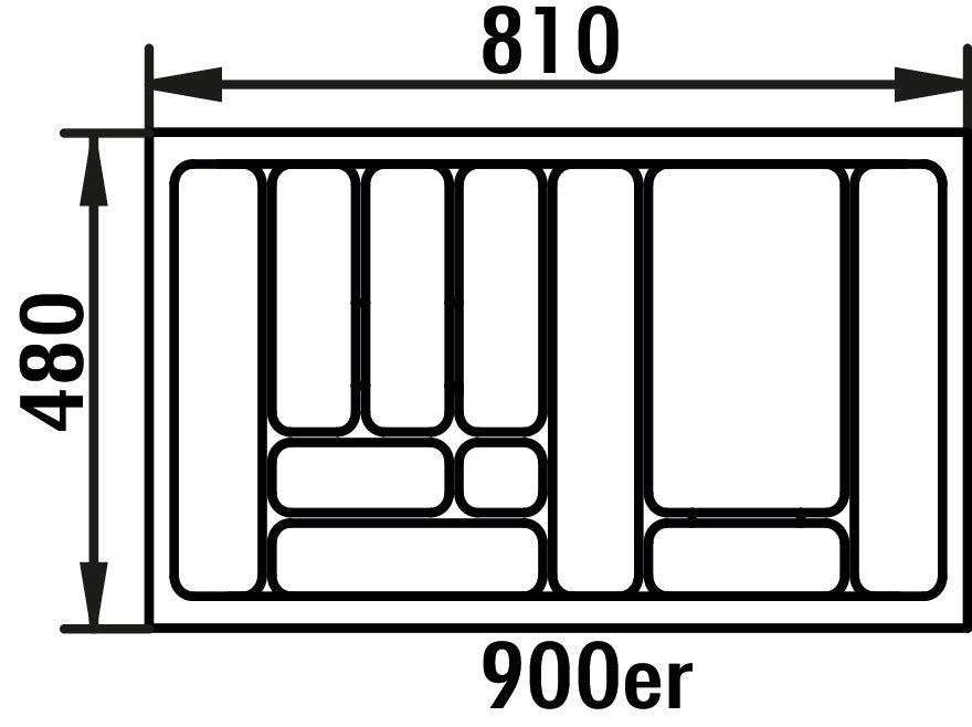 Naber | Besteckeinsatz 5 | Besteckkasten | 900er Schrank 810 x 480 mm