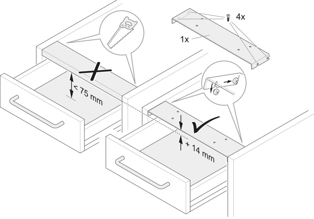 ritter | Metalltraverse | Schubladeneinsatz | für 450er Schrank