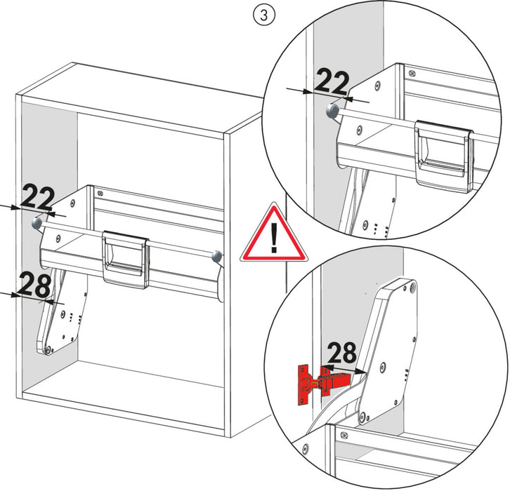 Kesseböhmer | iMove-Set Single Tray | Liftbeschlag | für 900er Schrank | B 862 mm